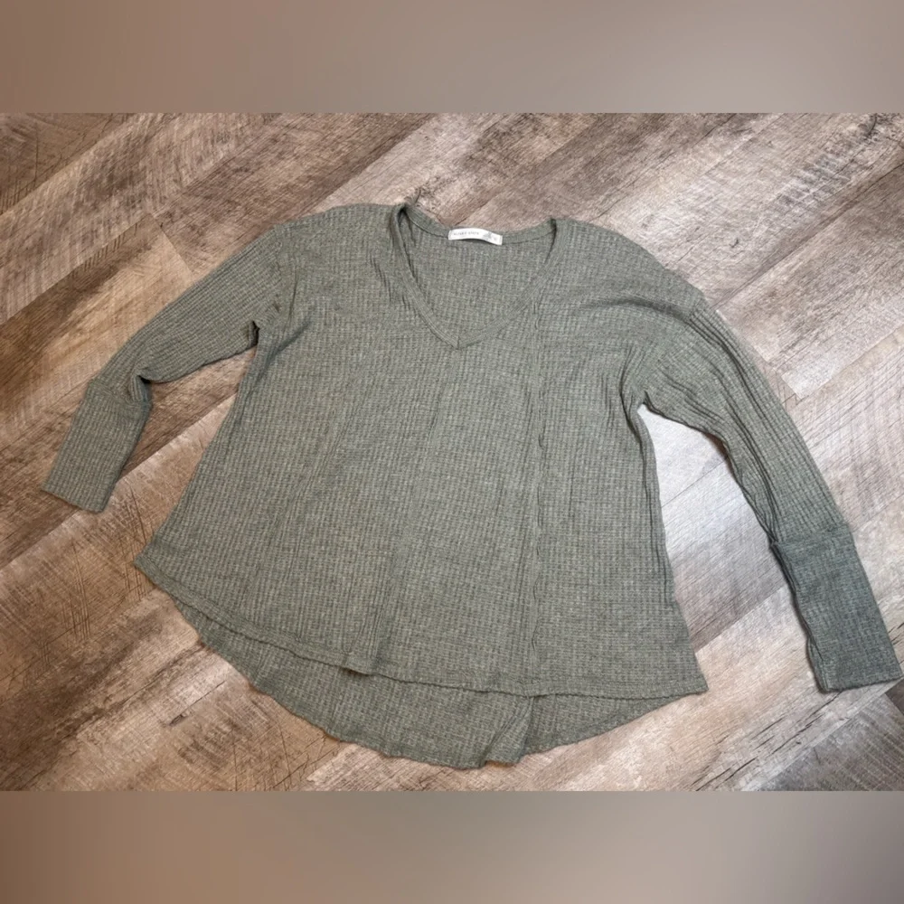 Altar'd State Sage Waffle Knit Lightweight T/Sweater